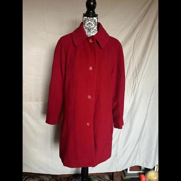 Mackintosh Vintage Lined Red 100% Wool Pea Coat with Red Buttons‎ - Picture 1 of 7